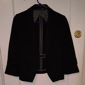 Express | Women's Elegant Black Blazer with Striped Lining